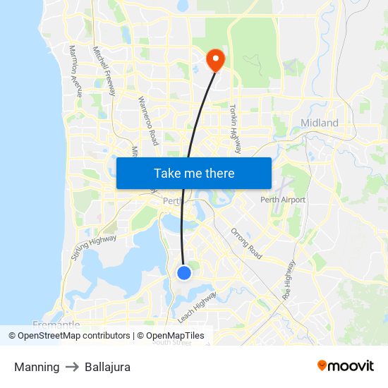 Manning to Ballajura map