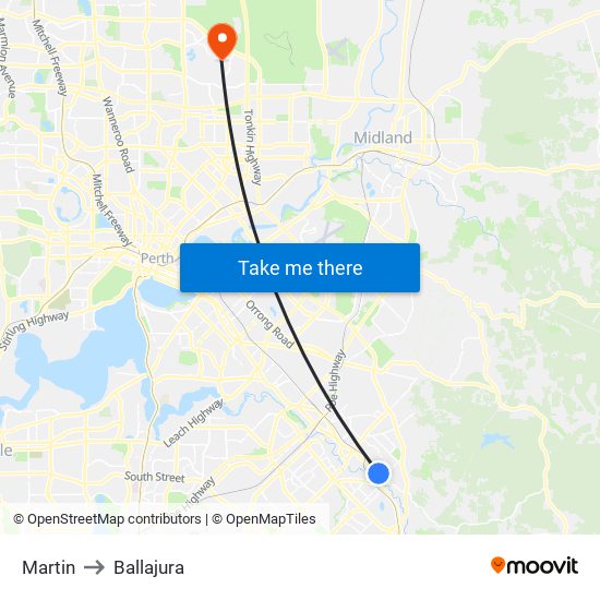 Martin to Ballajura map