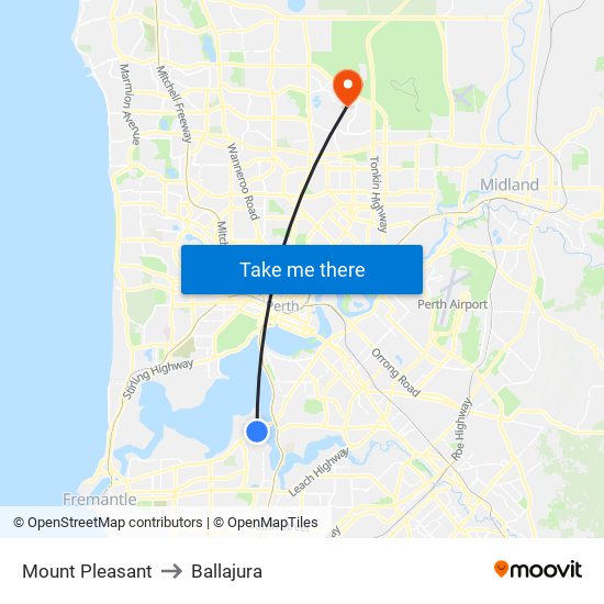 Mount Pleasant to Ballajura map