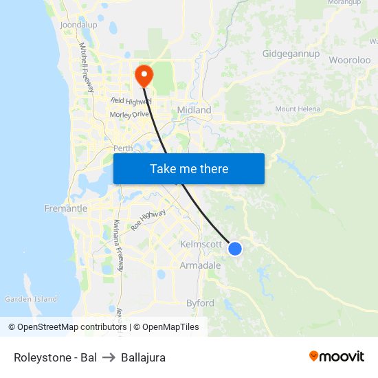 Roleystone - Bal to Ballajura map