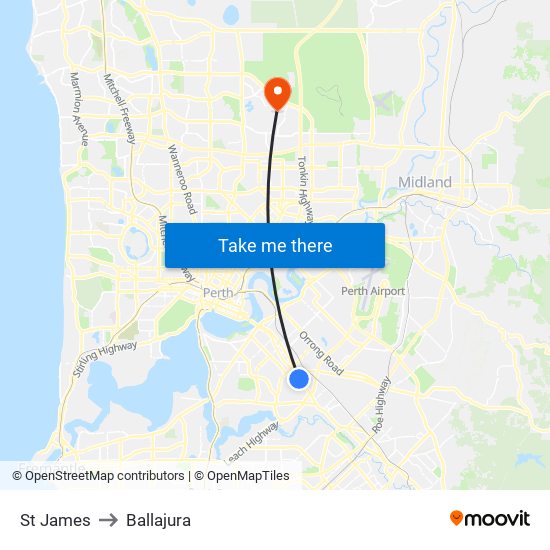 St James to Ballajura map