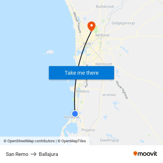 San Remo to Ballajura map