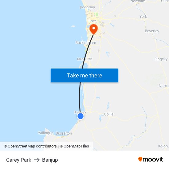 Carey Park to Banjup map