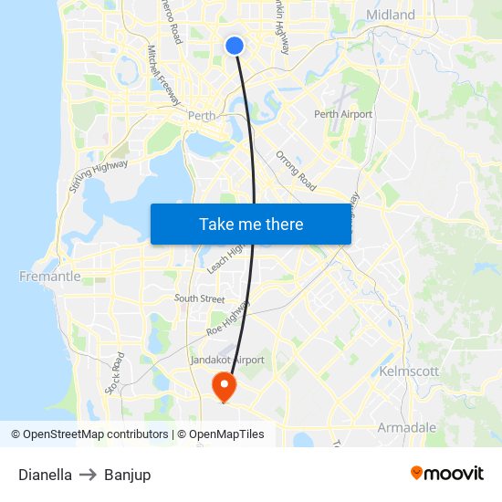 Dianella to Banjup map