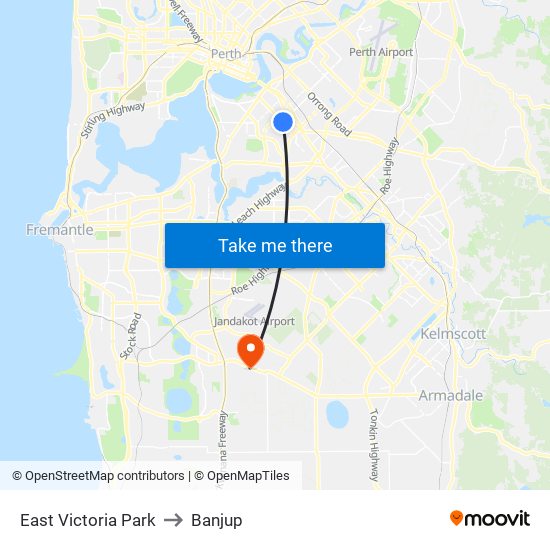 East Victoria Park to Banjup map