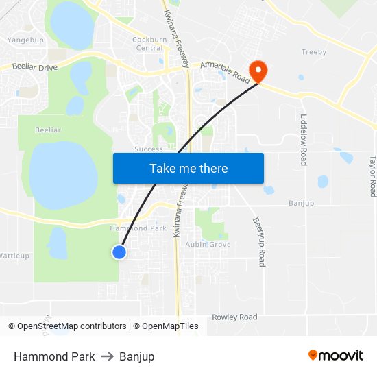 Hammond Park to Banjup map