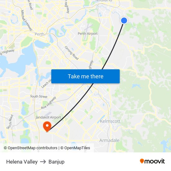 Helena Valley to Banjup map