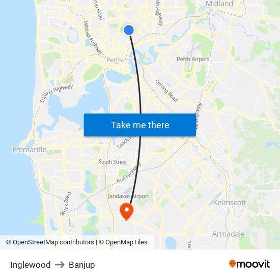 Inglewood to Banjup map