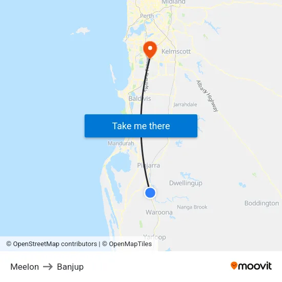 Meelon to Banjup map