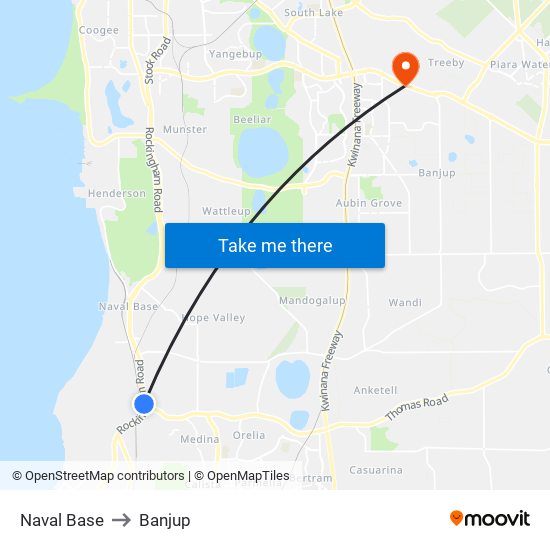 Naval Base to Banjup map