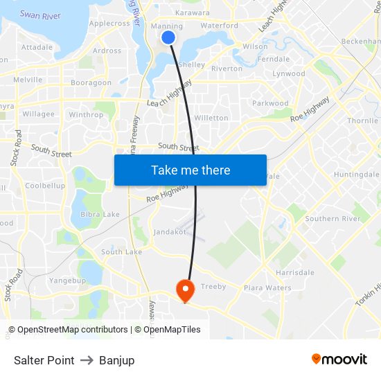 Salter Point to Banjup map