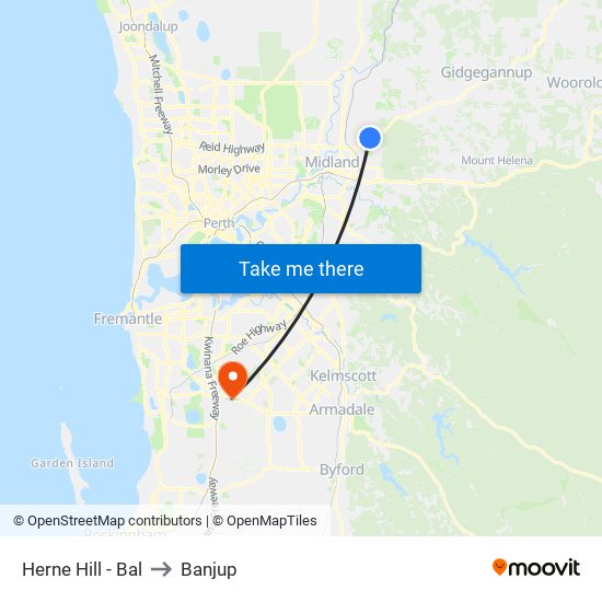 Herne Hill - Bal to Banjup map