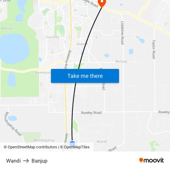 Wandi to Banjup map