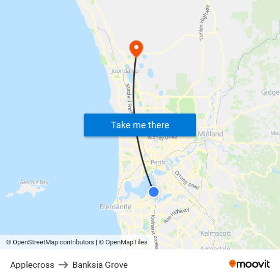 Applecross to Banksia Grove map