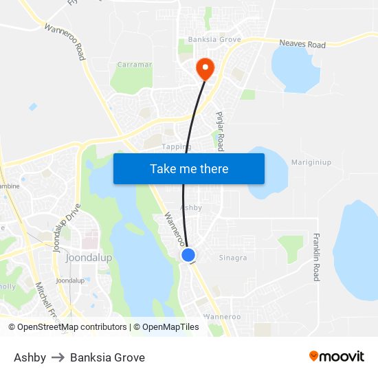 Ashby to Banksia Grove map