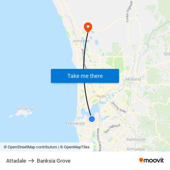 Attadale to Banksia Grove map