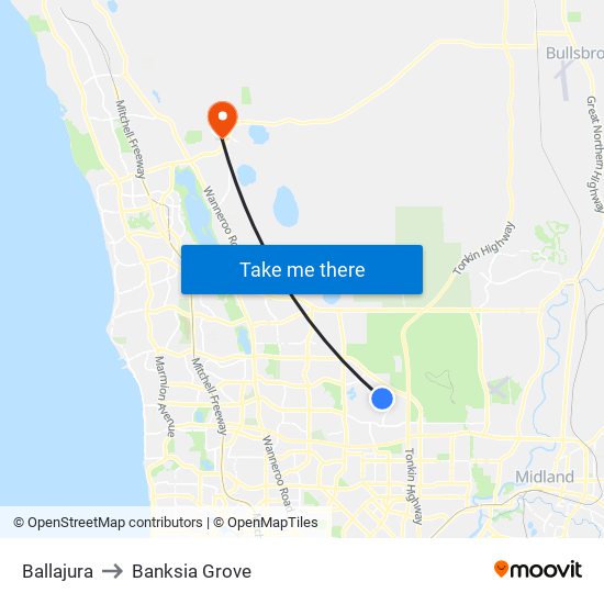 Ballajura to Banksia Grove map