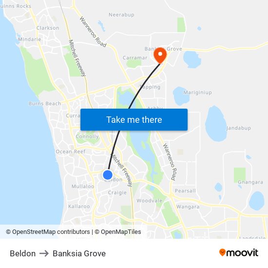 Beldon to Banksia Grove map