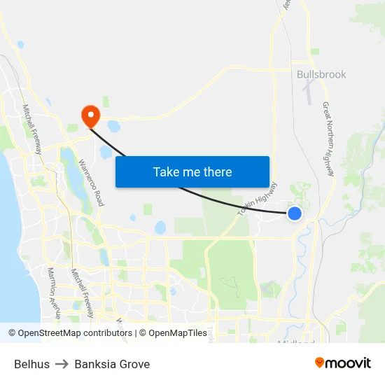 Belhus to Banksia Grove map