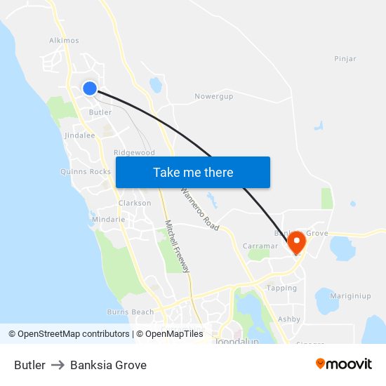 Butler to Banksia Grove map