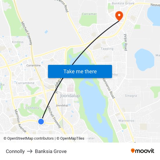 Connolly to Banksia Grove map