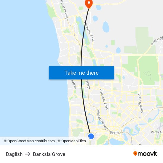 Daglish to Banksia Grove map