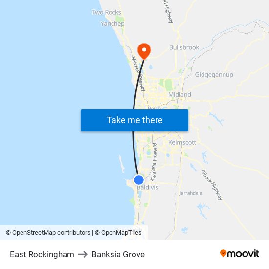 East Rockingham to Banksia Grove map