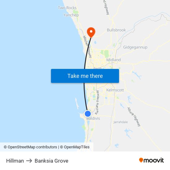 Hillman to Banksia Grove map