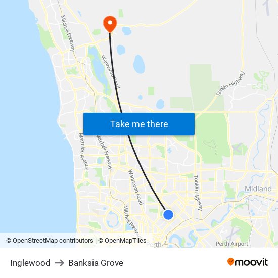 Inglewood to Banksia Grove map