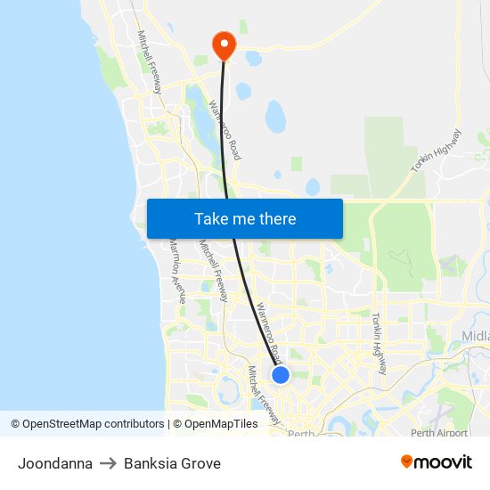 Joondanna to Banksia Grove map