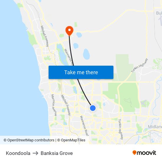 Koondoola to Banksia Grove map