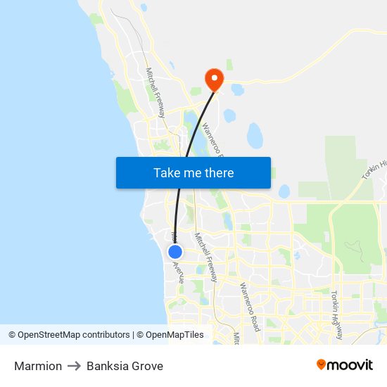 Marmion to Banksia Grove map