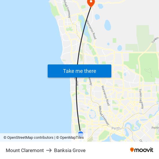 Mount Claremont to Banksia Grove map