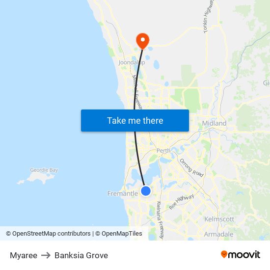 Myaree to Banksia Grove map