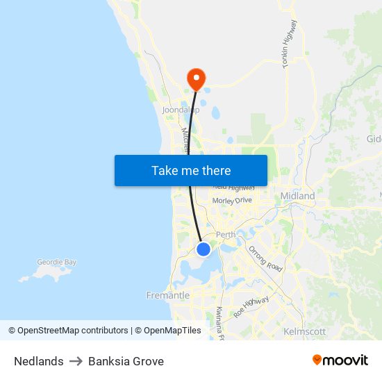 Nedlands to Banksia Grove map