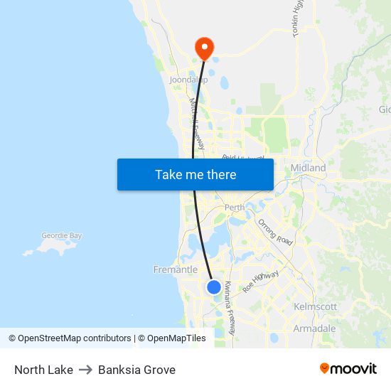 North Lake to Banksia Grove map