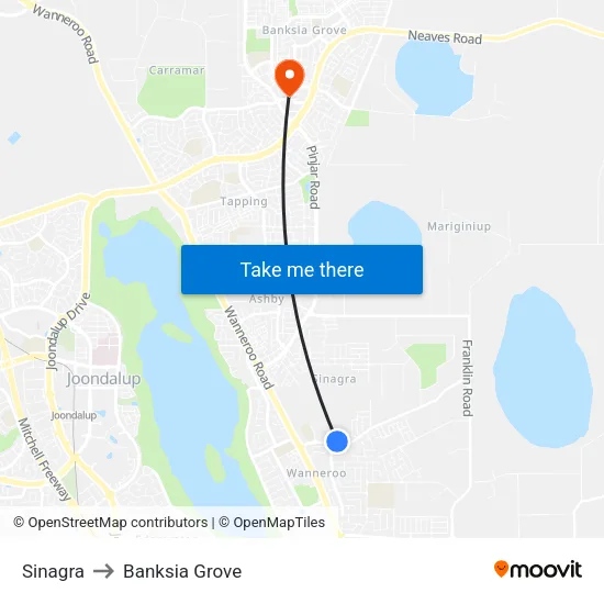Sinagra to Banksia Grove map
