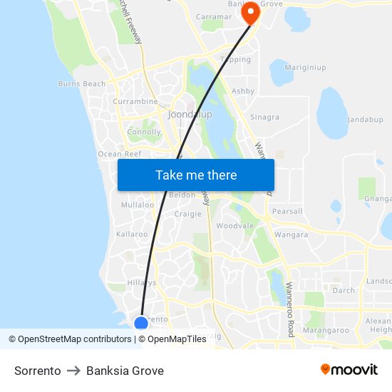 Sorrento to Banksia Grove map