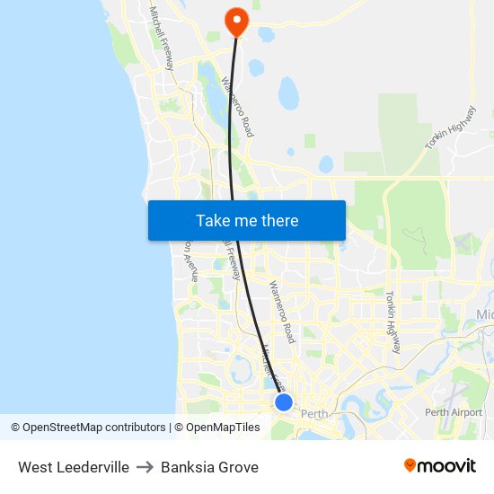 West Leederville to Banksia Grove map