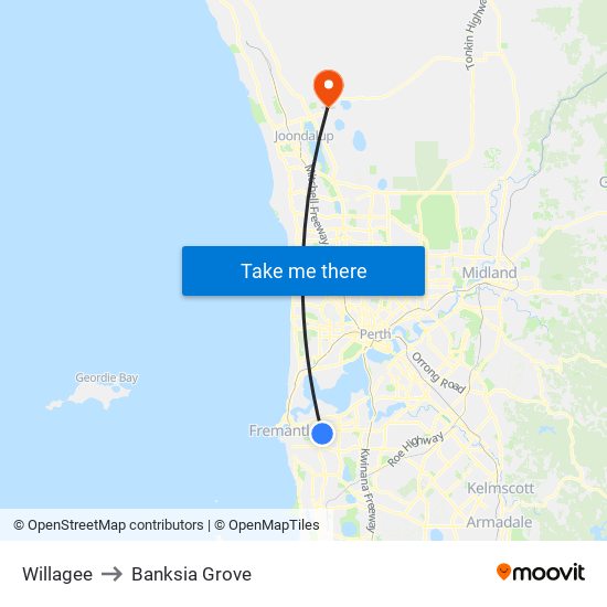 Willagee to Banksia Grove map