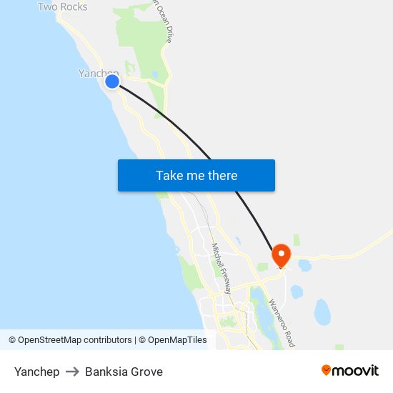 Yanchep to Banksia Grove map