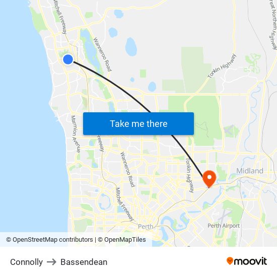 Connolly to Bassendean map