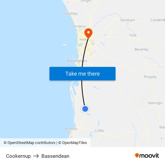 Cookernup to Bassendean map