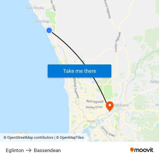 Eglinton to Bassendean map