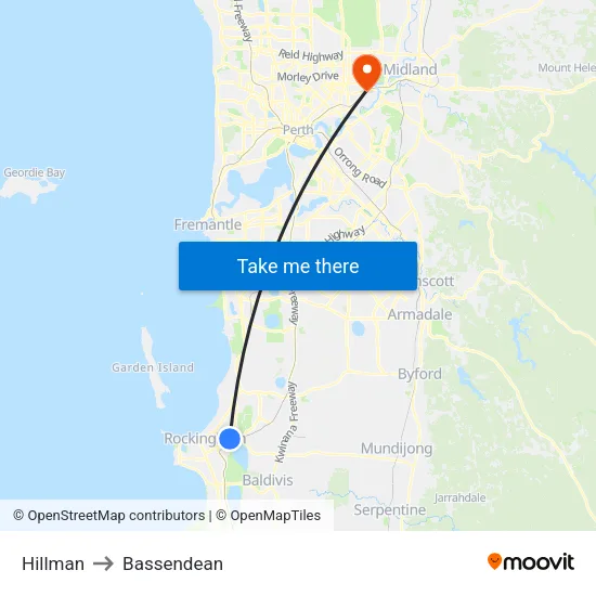 Hillman to Bassendean map