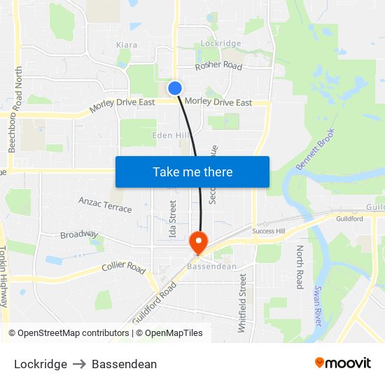 Lockridge to Bassendean map