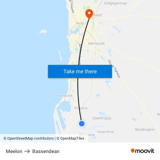 Meelon to Bassendean map