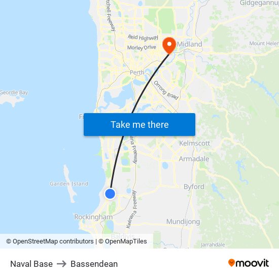 Naval Base to Bassendean map