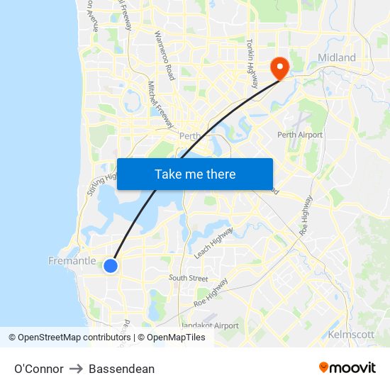 O'Connor to Bassendean map