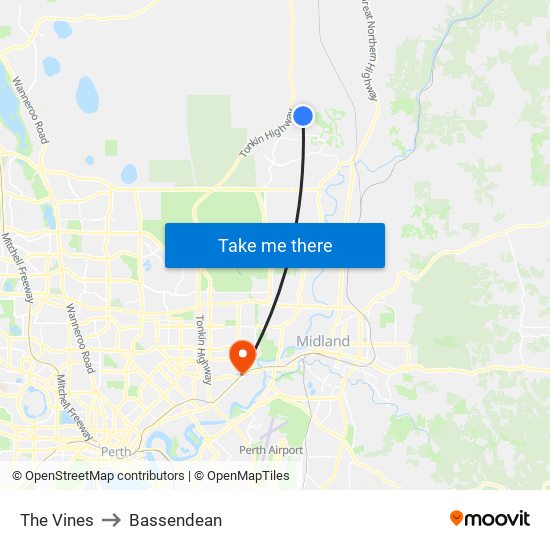 The Vines to Bassendean map